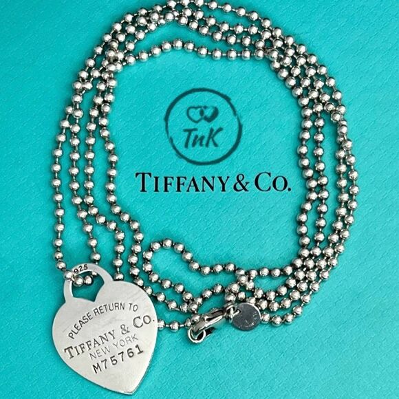 Tiffany & Co. Beaded 34” Chain Return to Tiffany Heart Tag Necklace in Silver - Picture 2 of 14